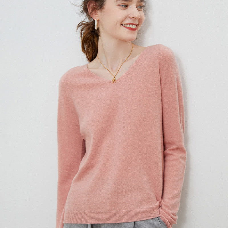 Pull Femme en Pure Laine – Manches Longues et Col V