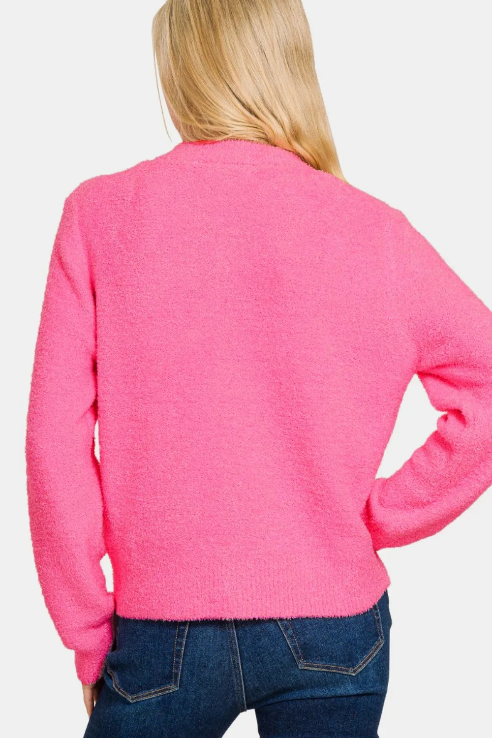 Cardigan Tricoté à Boutons et Manches Longues Zenana pour Femme