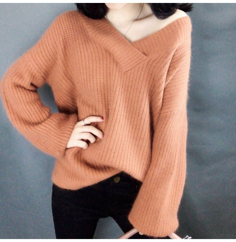 Pull Oversize Col V : Chaleur et Élégance Décontractée