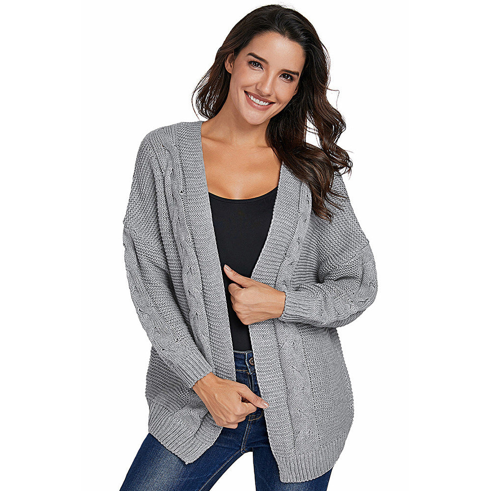 Cardigan Chauve-Souris Tricoté À Côtes : Confort Ample et Élégance Plus-Size