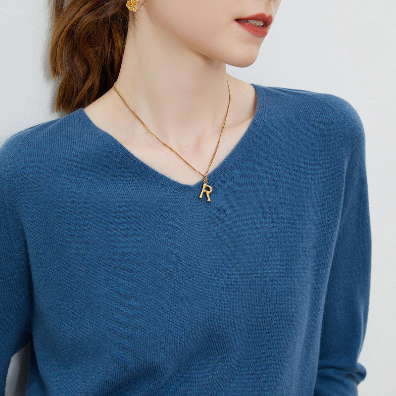 Pull Femme en Pure Laine – Manches Longues et Col V