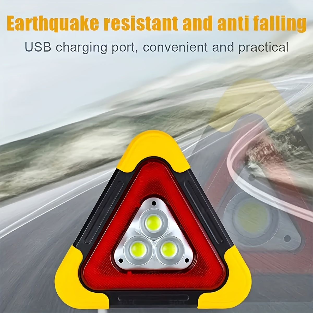 Triángulo de Emergencia Solar – 5 Modos, Recargable USB