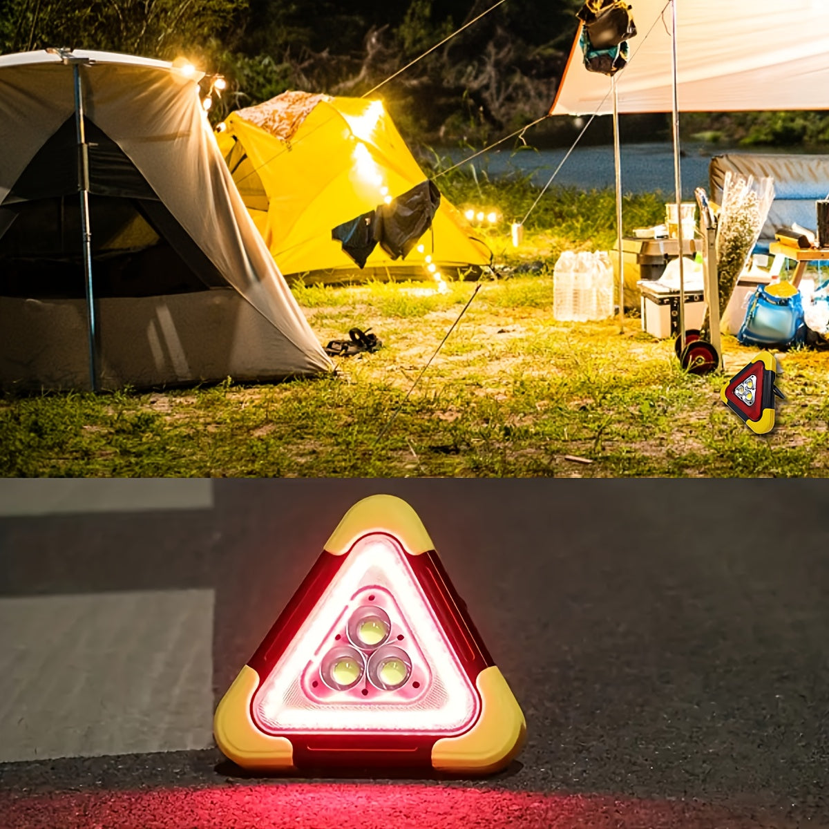 Triángulo de Emergencia Solar – 5 Modos, Recargable USB