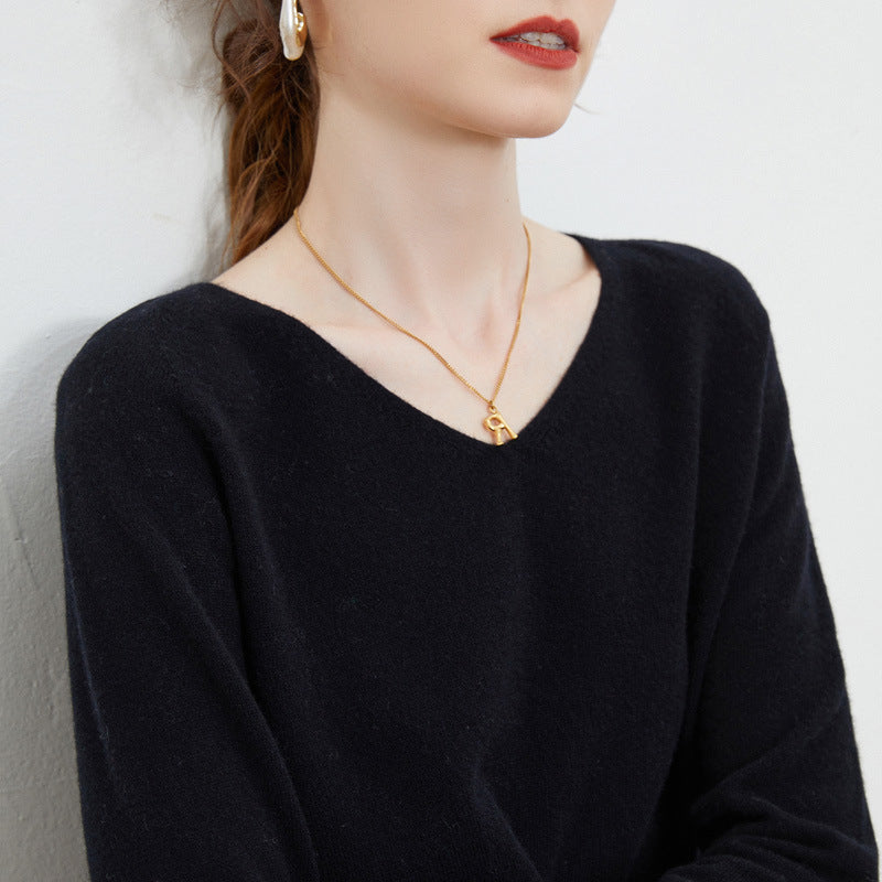 Pull Femme en Pure Laine – Manches Longues et Col V