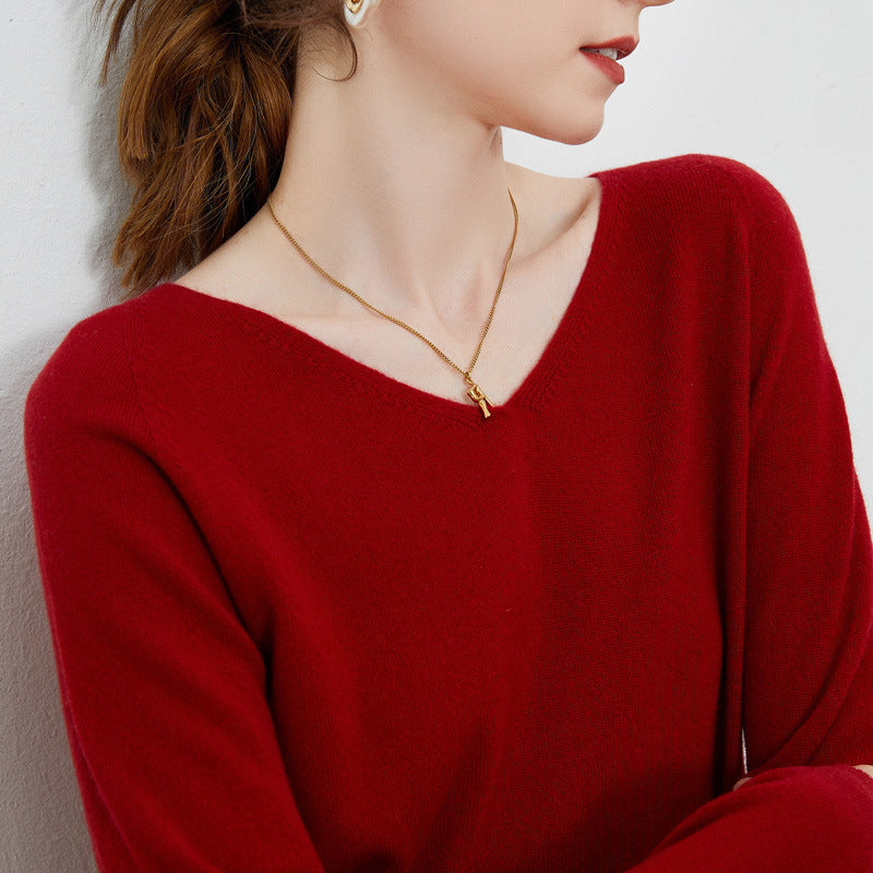 Pull Femme en Pure Laine – Manches Longues et Col V