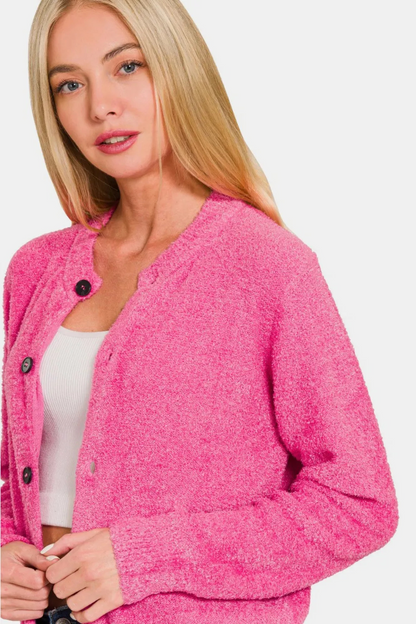 Cardigan Tricoté à Boutons et Manches Longues Zenana pour Femme