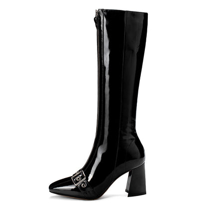 Boots en cuir verni style Martin