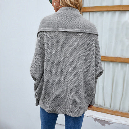 Cardigan Tricoté Oversize Femme – Manches Chauve-Souris et Col Large