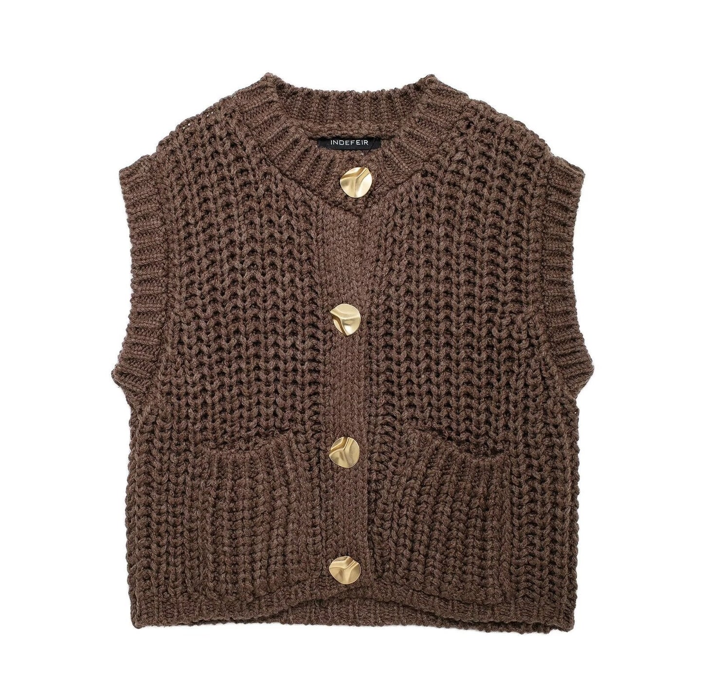 Gilet Sans Manches en Maille Épaisse