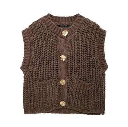 Gilet Sans Manches en Maille Épaisse