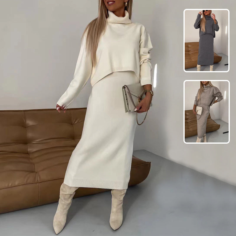 Élégance Hivernale : Pull et Robe Deux Pièces