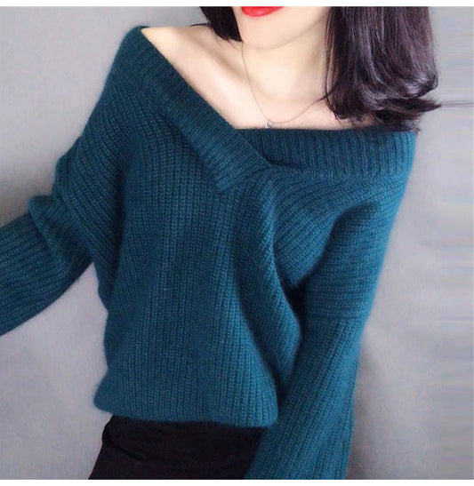 Pull Oversize Col V : Chaleur et Élégance Décontractée