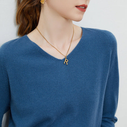 Pull Femme en Pure Laine – Manches Longues et Col V