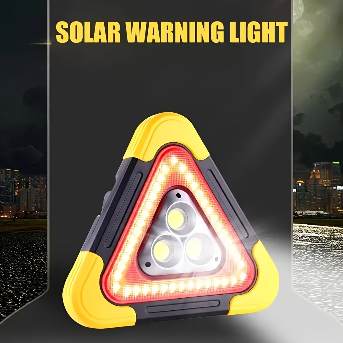 Triángulo de Emergencia Solar – 5 Modos, Recargable USB