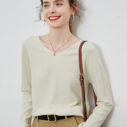 Pull Femme en Pure Laine – Manches Longues et Col V