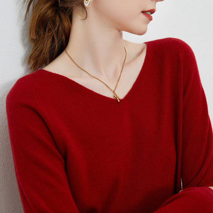 Pull Femme en Pure Laine – Manches Longues et Col V